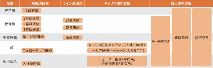 教育体系（階層別研修）